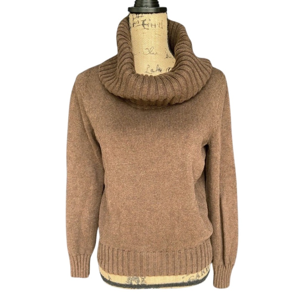Jeanne Pierre Brown Chunky Cowl Neck Sweater Size M